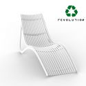 Lot de 4 chaises longues design ondulées Ibiza Revolution® en plastique recyclé, Vondom blanc Milos 4023