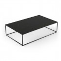 Table basse design rectangulaire Pixel 160x100xH25cm, Vondom, Dekton Kelya noir et pieds noirs