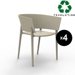 Set de 4 fauteuils Africa Revolution® en plastique recyclé, Vondom beige Cala 4021