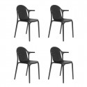 Lot de 4 fauteuils Brooklyn Revolution® en plastique recyclé, Vondom Noir Manta 4022