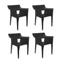 Lot de 4 chaises Pedrera Revolution® en plastique recyclé, Vondom noir Manta 4022