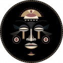 Tapis vinyle rond, masque africain femme, diamètre 198cm, collection Baba Souk, Pôdevache