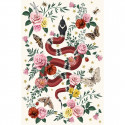 Tapis vinyle serpent fond blanc rectangulaire, 139x198cm, collection Tattoo Compris, Pôdevache
