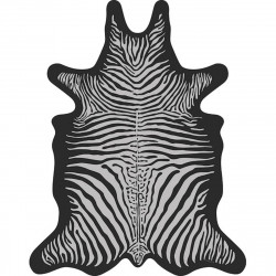 Tapis Zèbre L, gris clair fond noir, vinyle forme peau de bête, 126 x 159 cm, collection Baba Souk, Pôdevache