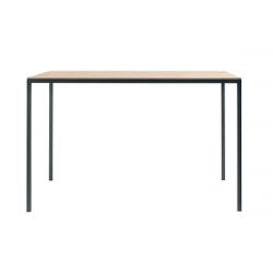 Table haute rectangulaire Dry, structure acier noir et plateau bois, hauteur 110cm, Ondarreta