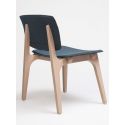 Chaise lounge rétro Mikado, structure en bois et assise tissu Steelcut bleu-gris, Ondarreta