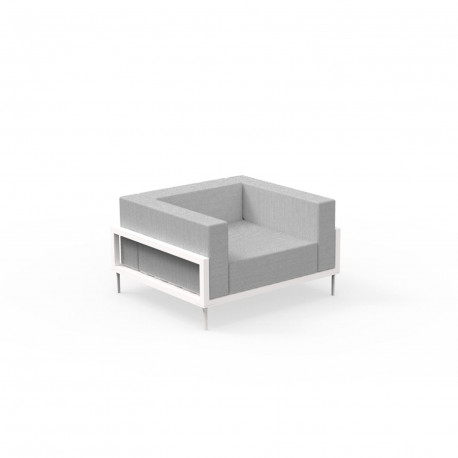 Canapé modulaire aluminium Cleo, fauteuil, Talenti, blanc et gris, L100xl100xH65xh40