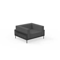 Canapé modulaire aluminium Cleo, fauteuil, Talenti, graphite et gris foncé, L100xl100xH65xh40