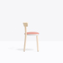 Lot de 2 chaises Folk 2940, frêne clair, détail blanc, tissu rose, Pedrali, H75xL45xl44.5