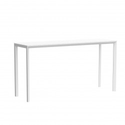 Table haute Frame Aluminium, Vondom, blanc laqué, plateau HPL blanc intégral, 200x60x105 cm