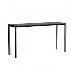 Table haute Frame Aluminium, Vondom, noir laqué, plateau HPL noir, 200x60x105 cm