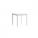 Table carrée design aluminium, 2 personnes, Frame 70 blanc laqué, plateau HPL blanc intégral, Vondom, 70x70xH74 cm