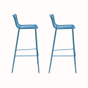 Lot de 2 Tabourets de bar filaires Nolita 3658, Pedrali bleu, hauteur d'assise 75 cm