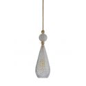 Suspension pendentif verre soufflé Smykke Crystal, boule Doré fumé, diamètre 12,5 cm, Ebb & Flow, accessoires et câble dorés
