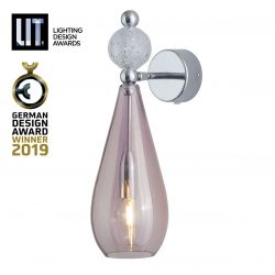 Lampe applique pendentif Smykke Obsidienne avec boule crystal, diamètre 12,5 cm, Ebb & Flow, accessoires argenté