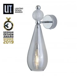 Lampe applique pendentif Smykke Gris fumé avec boule crystal, diamètre 12,5 cm, Ebb & Flow, accessoires argenté