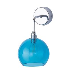 Applique verre soufflé Rowan Bleu piscine, diamètre 15,5 cm, Ebb & Flow, rosace et bras argentés
