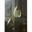 Suspension goutte design en verre soufflé Lute, diamètre 22 cm, Ebb & Flow, Vert forêt, partie supérieure doré et câble doré